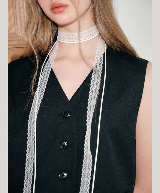 Modern White Lace Hollowed Out Scarves Necklace Yr009