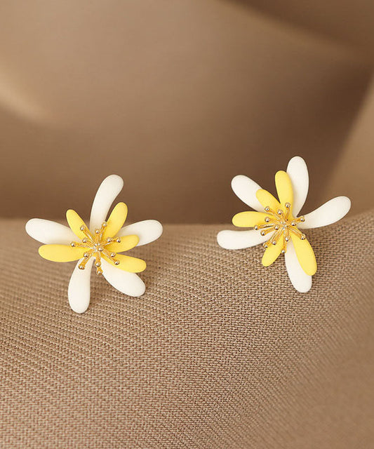 Modern Yellow Sterling Silver Alloy Stud Earrings