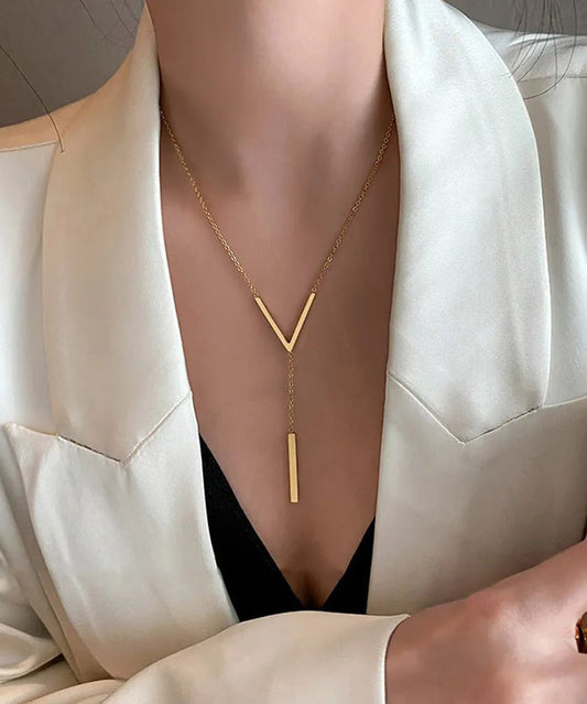 V-shaped New Gold Clavicle Colour Chain Long Neckla