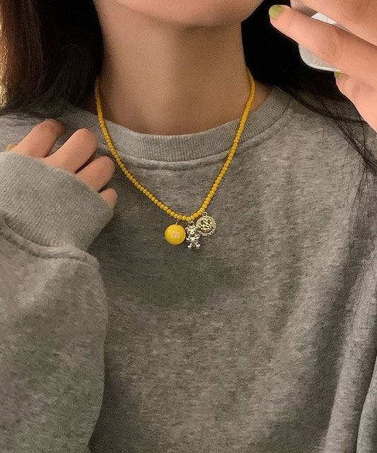 New Yellow Character Little Bea Beading Pendant Necklace Ra028