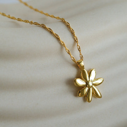925 Sterling Sliver Niche Flower Water Wave Chain Necklace