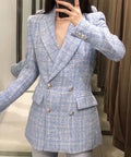 LM | Tweed jacket with two rows of buttons for women