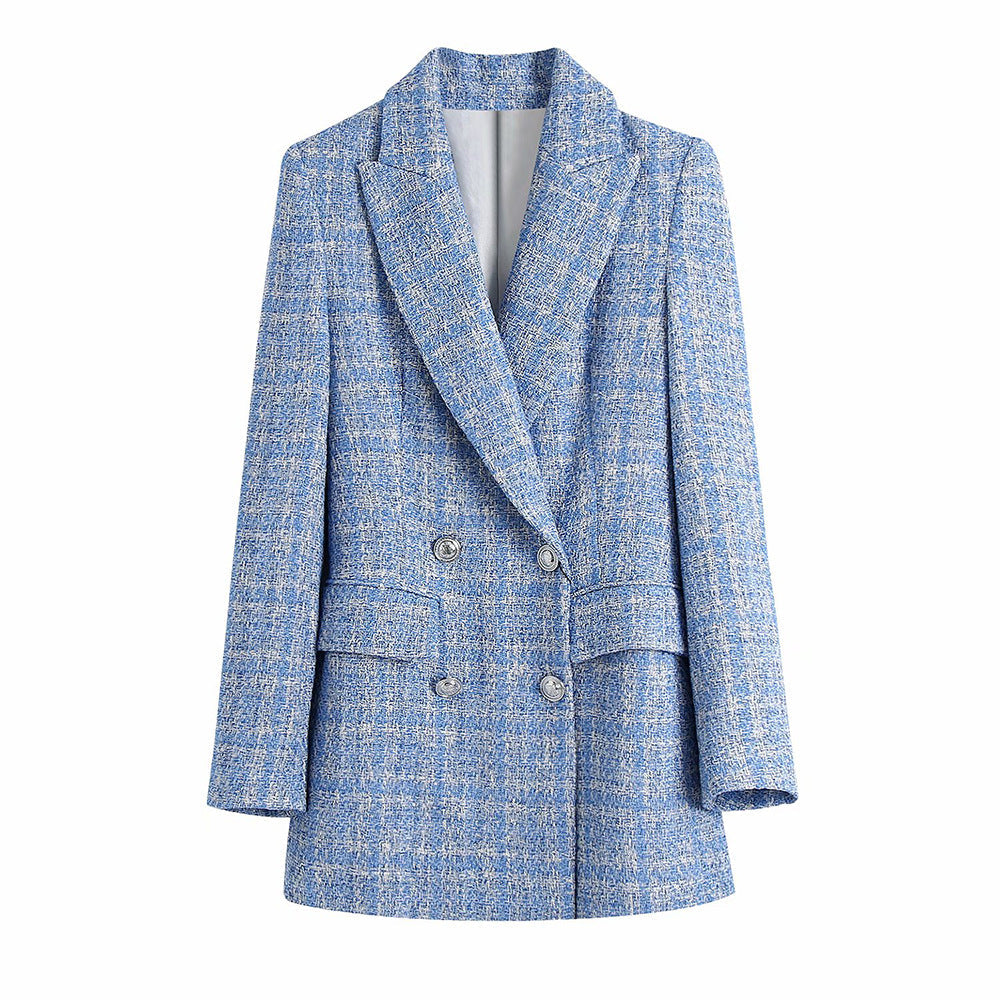 LM | Tweed jacket with two rows of buttons for women