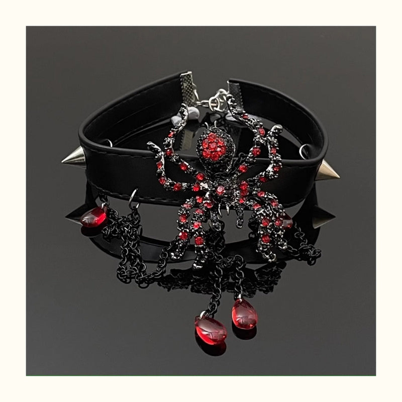 Dark Punk Spider Tassel Necklace