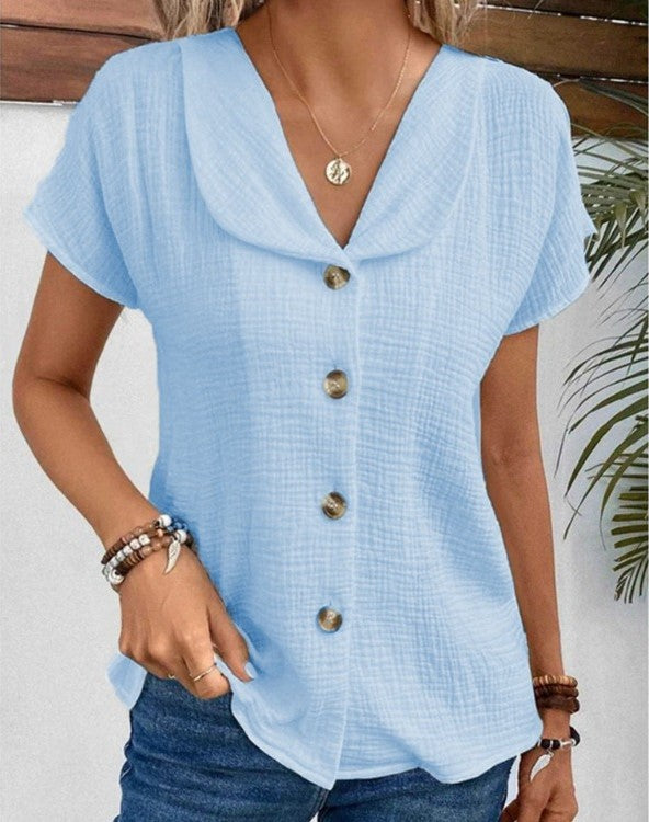 LM | Elegant & stylish button-down blouse with collar
