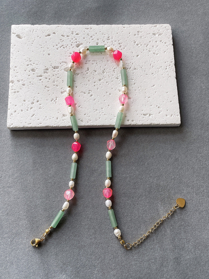 Clara Jade & Pearl Beaded Necklace