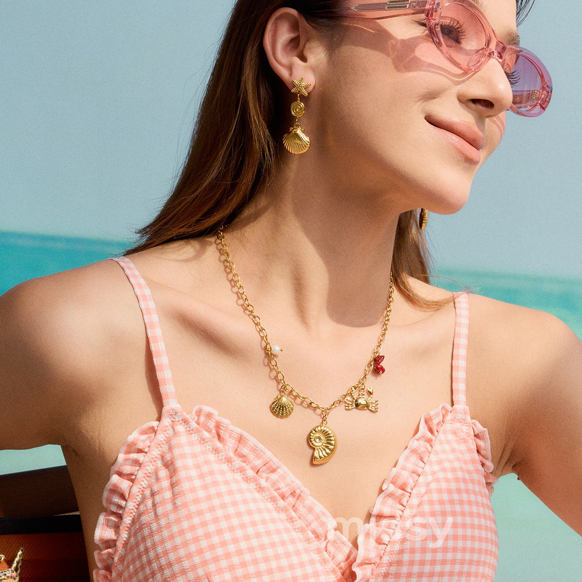 Lillia Golden Nautical Charm Necklace