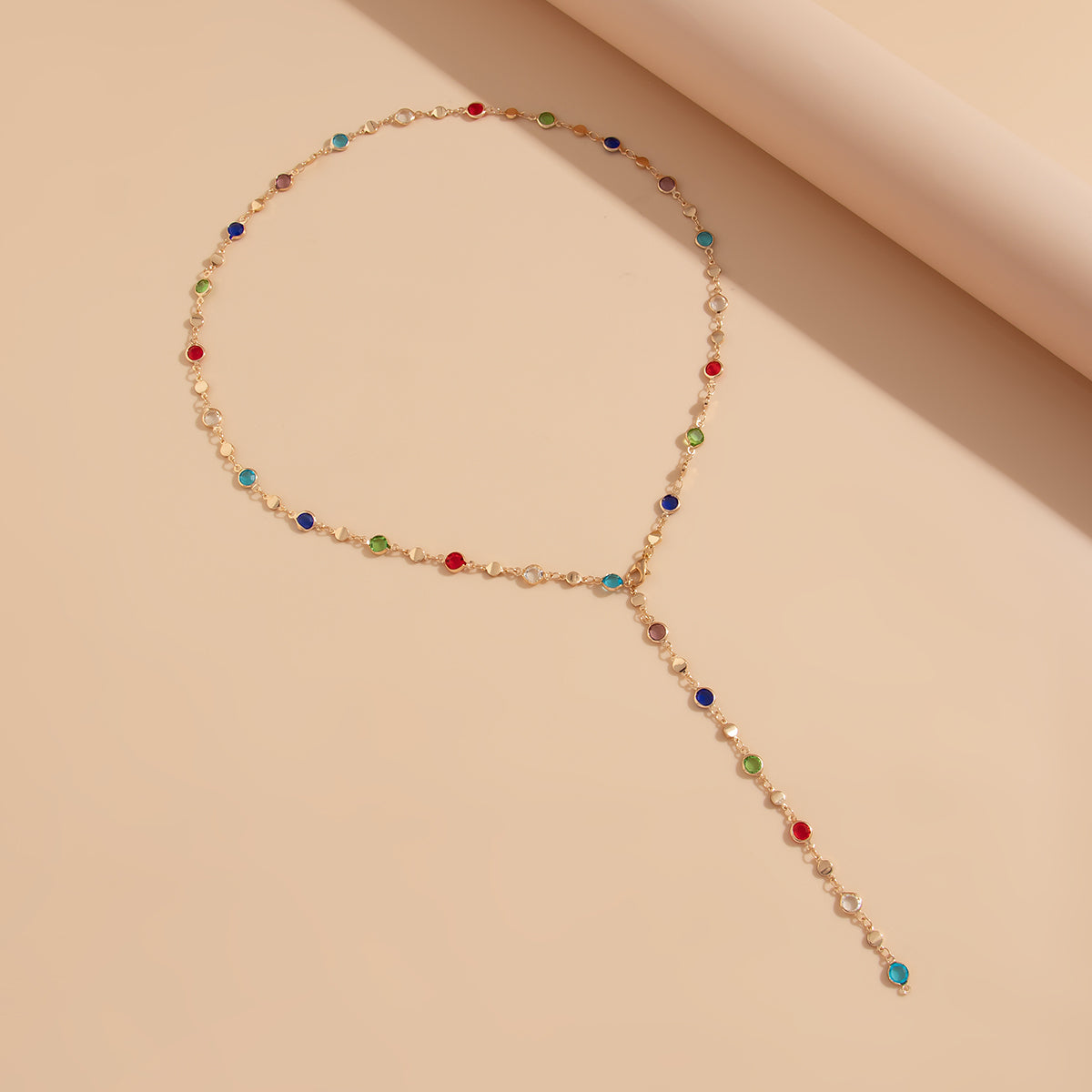 Multicolor Beaded Lariat Necklace