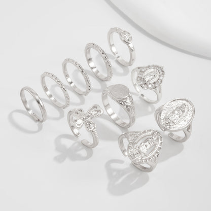 Lea Crown Cross Ring 10pcs Set