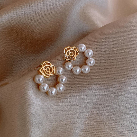 Reem Rose Pearl Stud Earrings