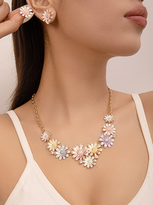Sohi Multicolour Pastel Flora Jewellery Set