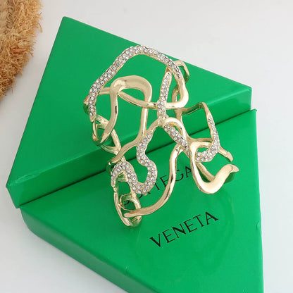 Rhinestone Vine Twisted Bangle Bracelet