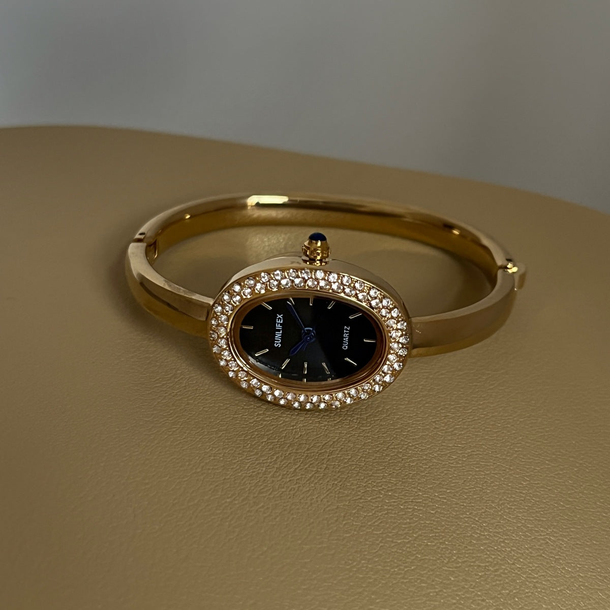 Anorah Diamond Oval Bracelet Watch