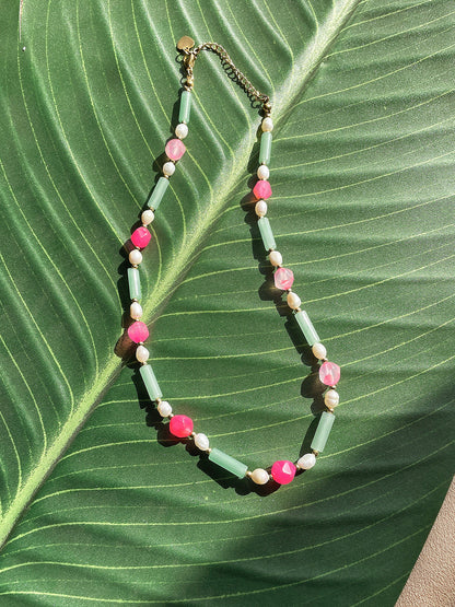 Clara Jade &amp; Pearl Beaded Necklace