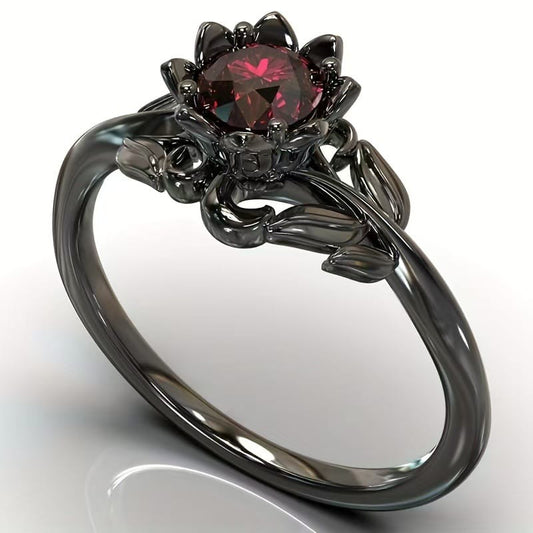 Bloodrose Witch Flower Crystal Ring