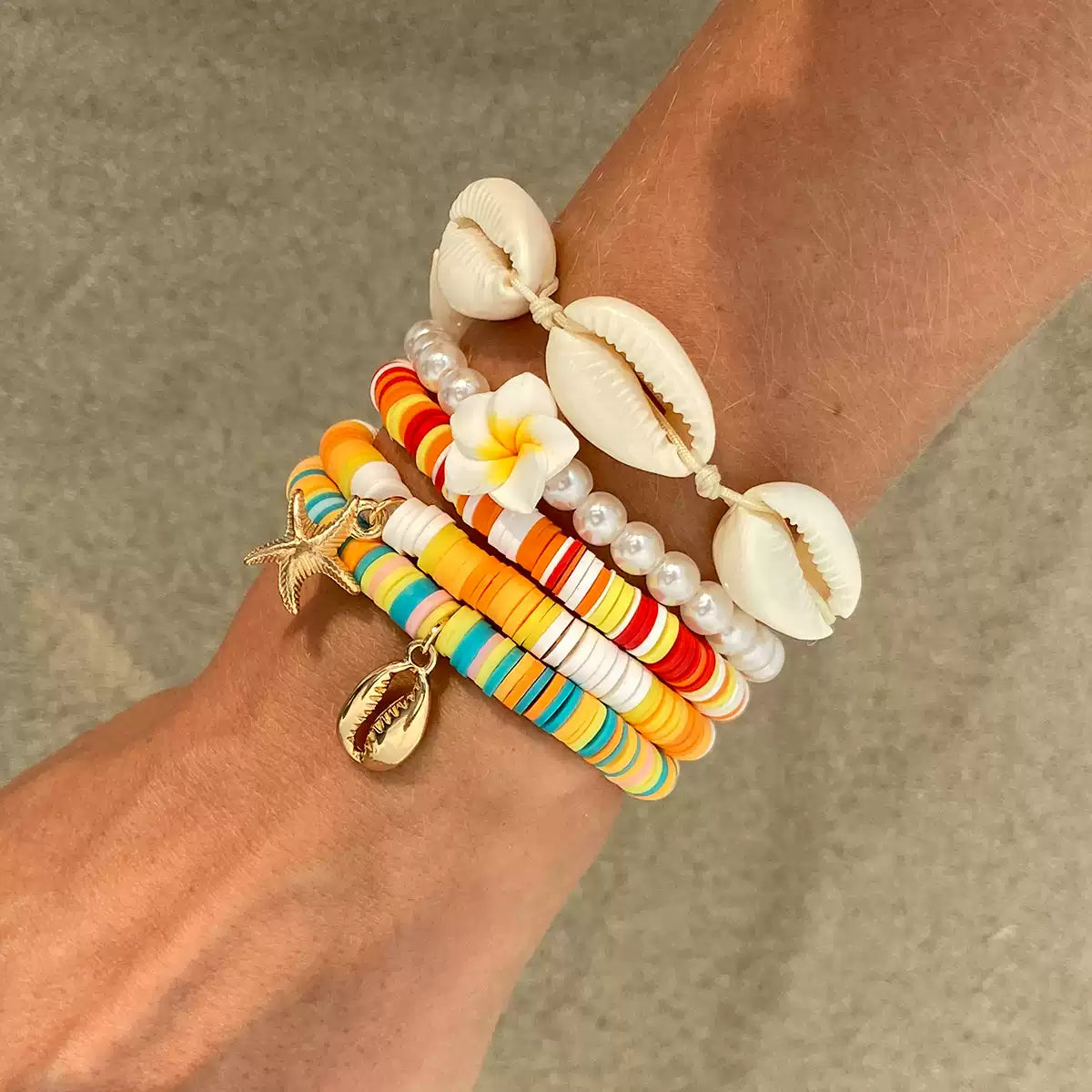 Colorful Shell & Bead Bracelet Set