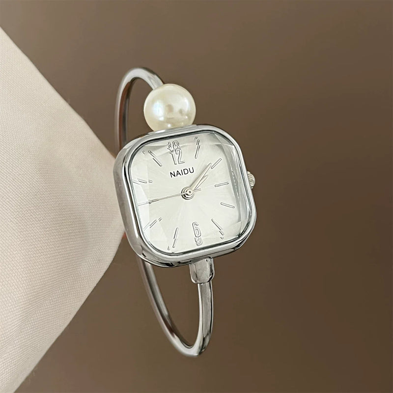 Square Pearl Bracelet Watch