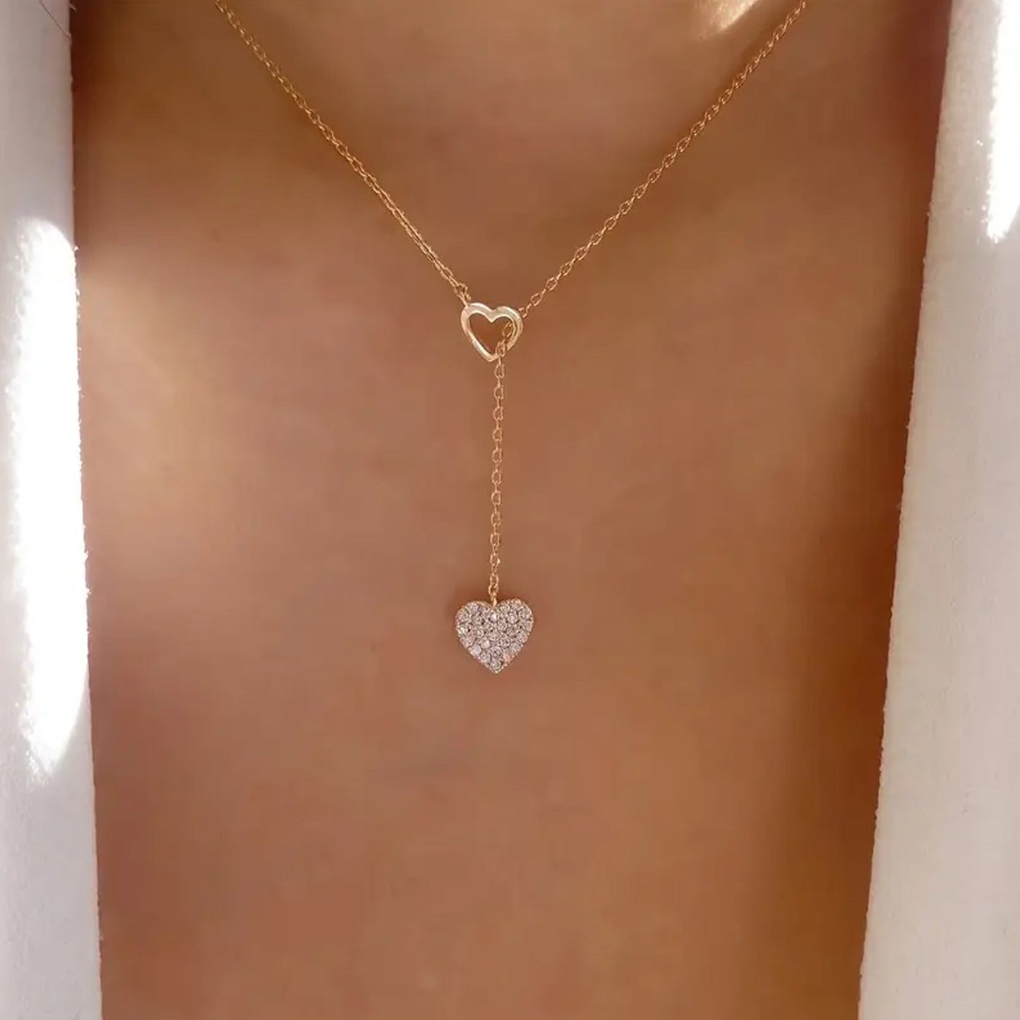 Jaylyn Rhinestone Heart Necklace