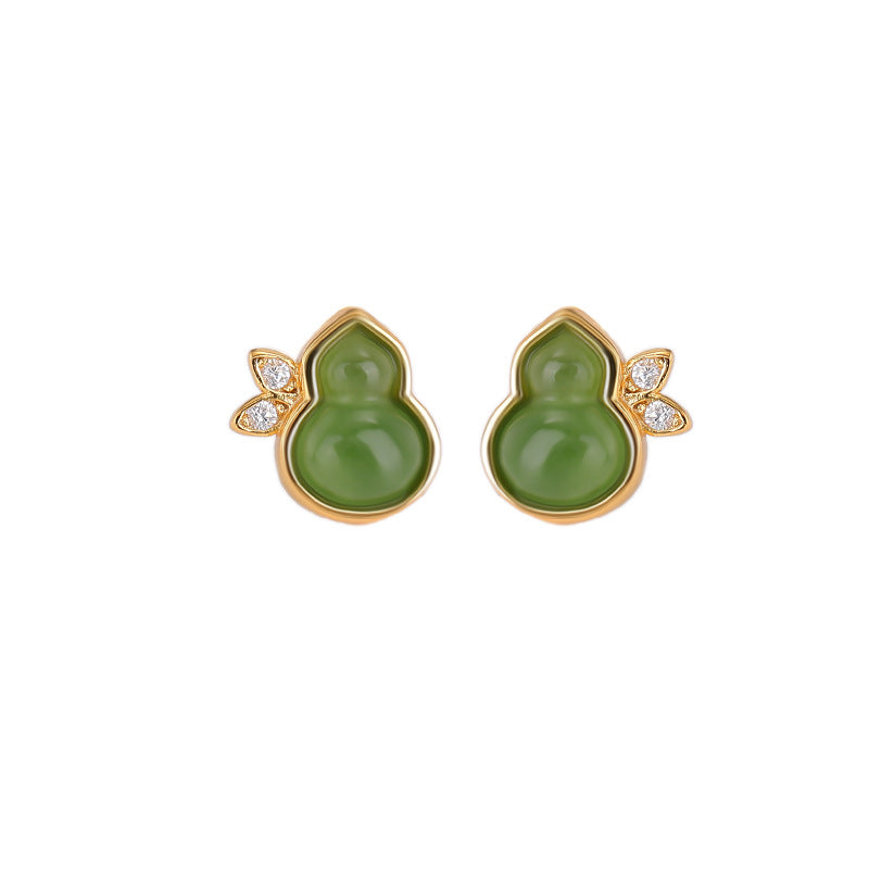 Vera Jade Leaf Accent Gourd Earrings