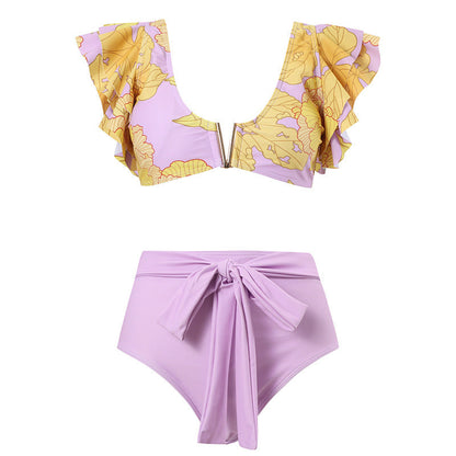 Daniela® | Bikini Set With Voluminous Ruffle Straps and High-cut Pants
