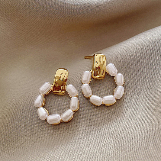Raquel Geometric Pearl Earrings