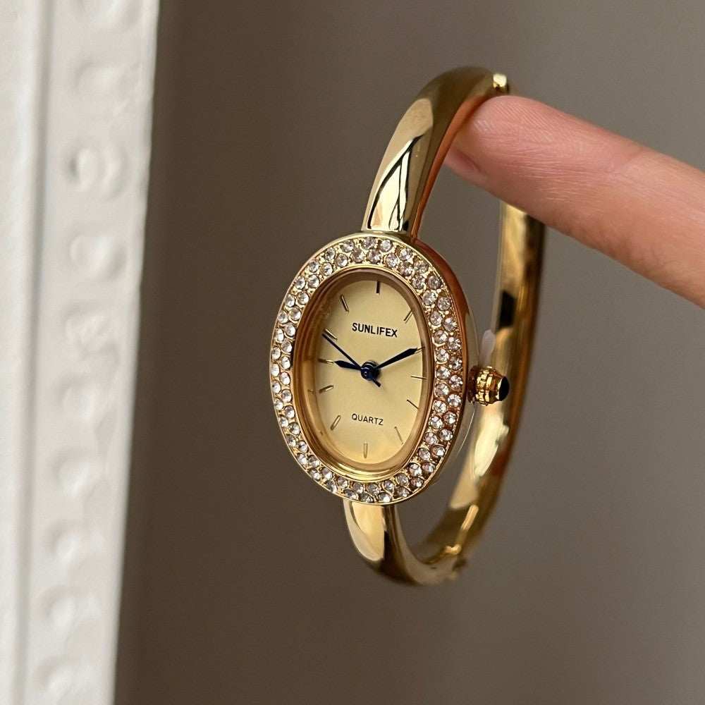 Anorah Diamond Oval Bracelet Watch