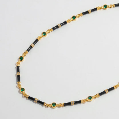 Bamboo Sapphire & Emerald Necklace