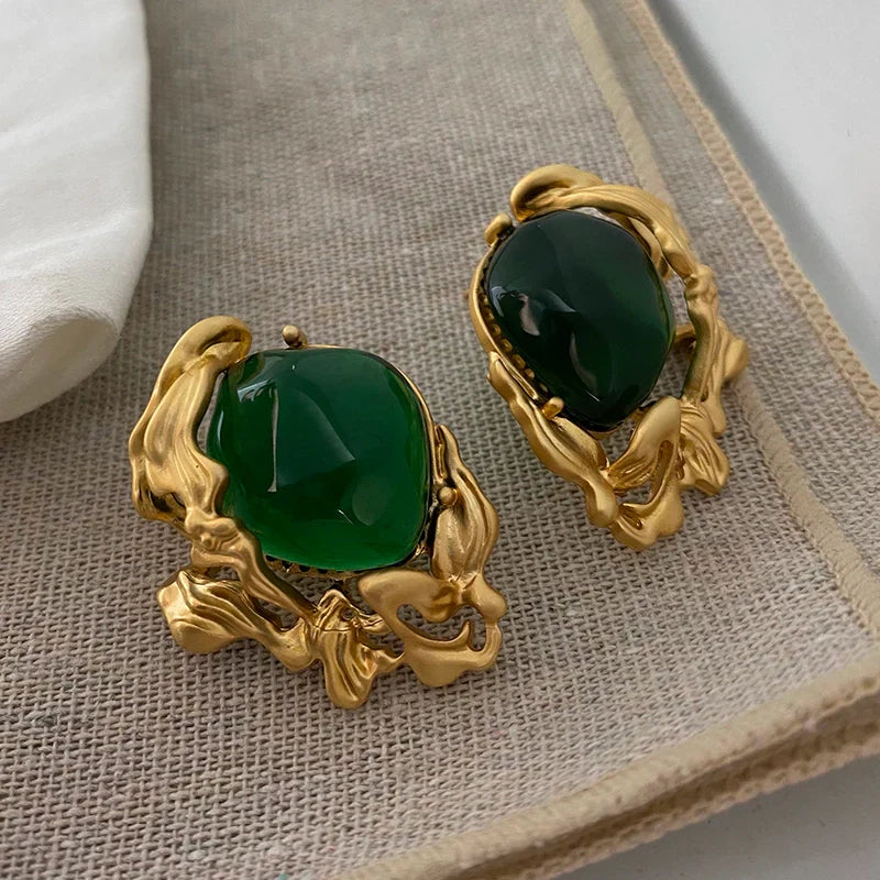 Lacey Emerald Green Stud Earrings