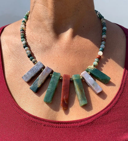 Lara Bold Spike Natural Stone Necklace