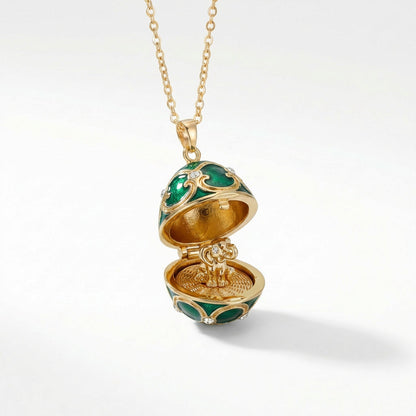 Enameled Egg Pendant Necklace