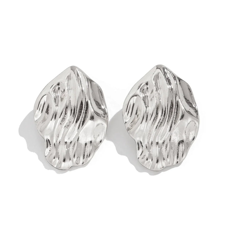 Mahi Wavy Metal Stud Earrings