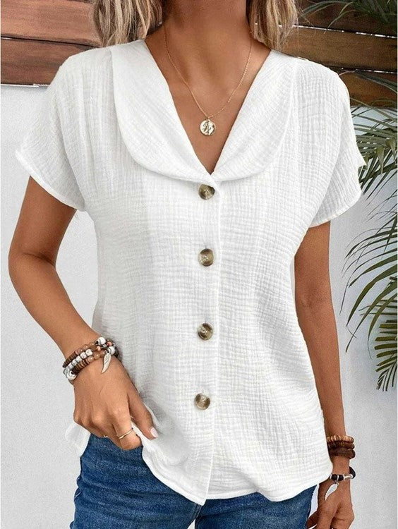 LM | Elegant & stylish button-down blouse with collar