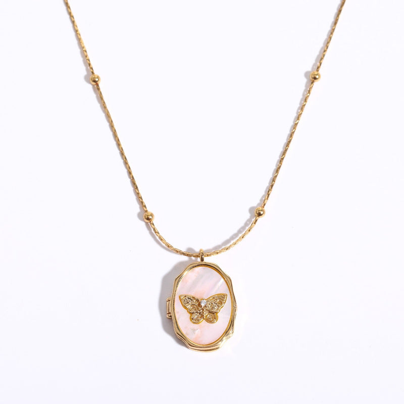 Avyanna Golden Butterfly Locket Necklace