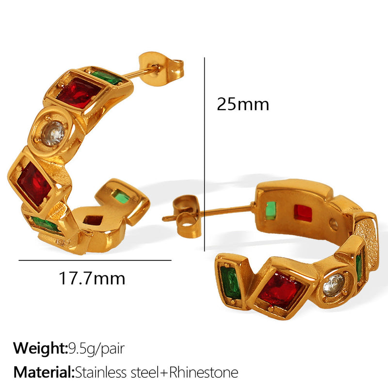 Naima Square Gemstone Earrings