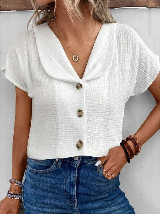 LM | Elegant & stylish button-down blouse with collar