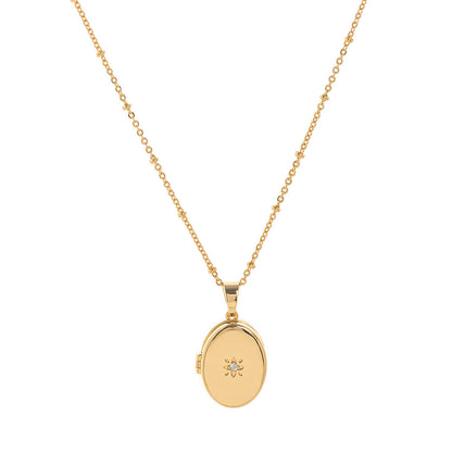 Zircon Heart Locket Necklace