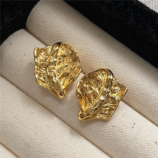 Inayah Textured Leaf Drop Earrings