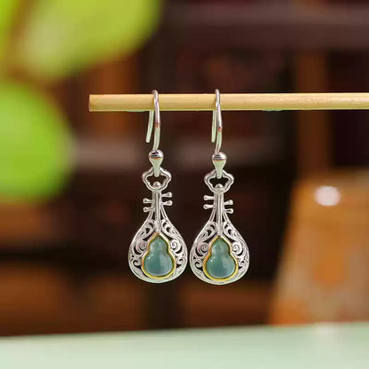 Jade Teardrop Filigree Silver Earrings