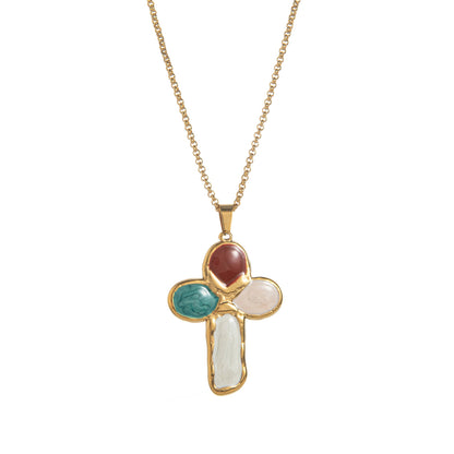 Joi Colorful Enamel Cross Necklace