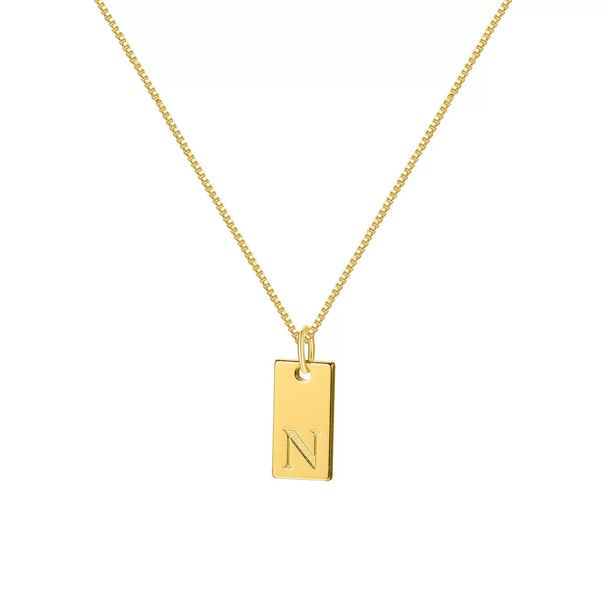 Initial Pendant Box Chain Necklace
