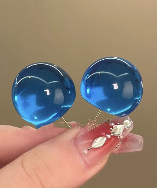 Original Design Blue Alloy Resin Stud Earrings