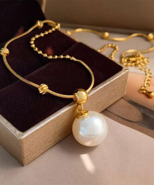 Original Design Gold Copper Alloy Pearl Pendant Necklace Yi048