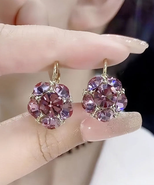 Original Design Purple Style Purple Copper Alloy Zircon Crystal Hoop Earrings