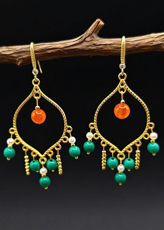 Original Design Tasseled Turquoise Drop Earrings