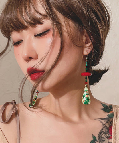 Original Design Crystal Enamel Water Drop Earrings