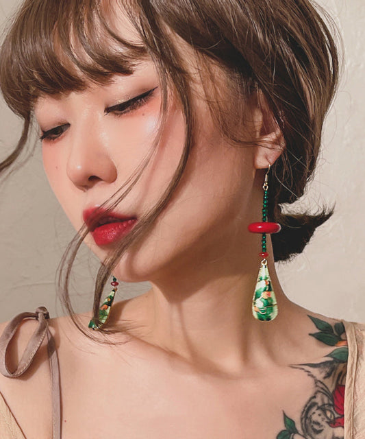Original Design Crystal Enamel Water Drop Earrings