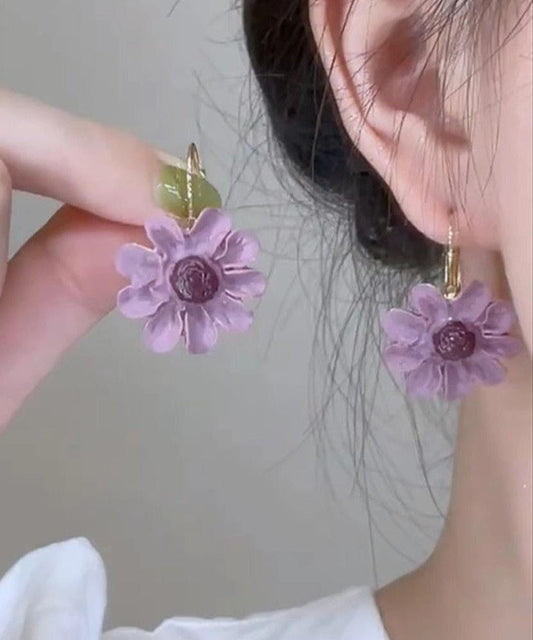Original Purple Copper Overgild Drop Earrings