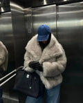 LM | trendy collar fur coat