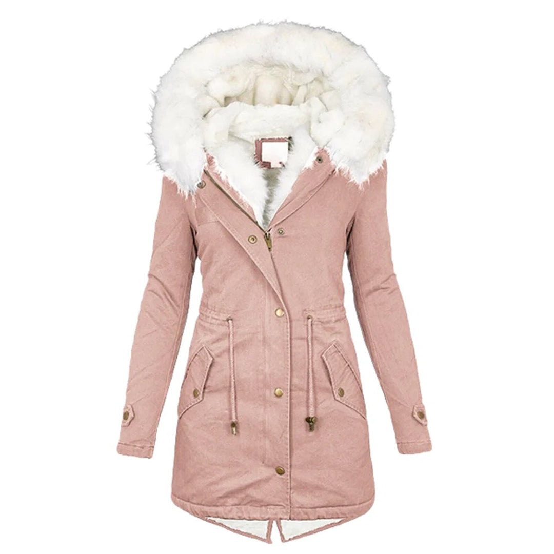 LM | Stylish warm coat with fur hood