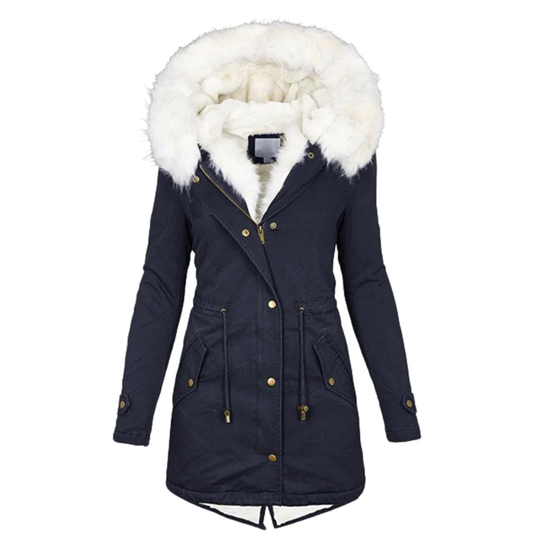 LM | Stylish warm coat with fur hood